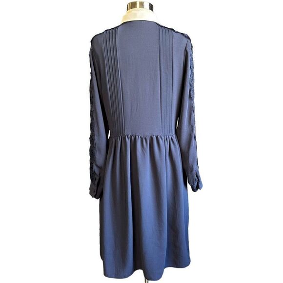 The Kooples Lace Sheer Detail Lantern Sleeve Pleated High Neck Collared Secretar - Picture 7 of 11